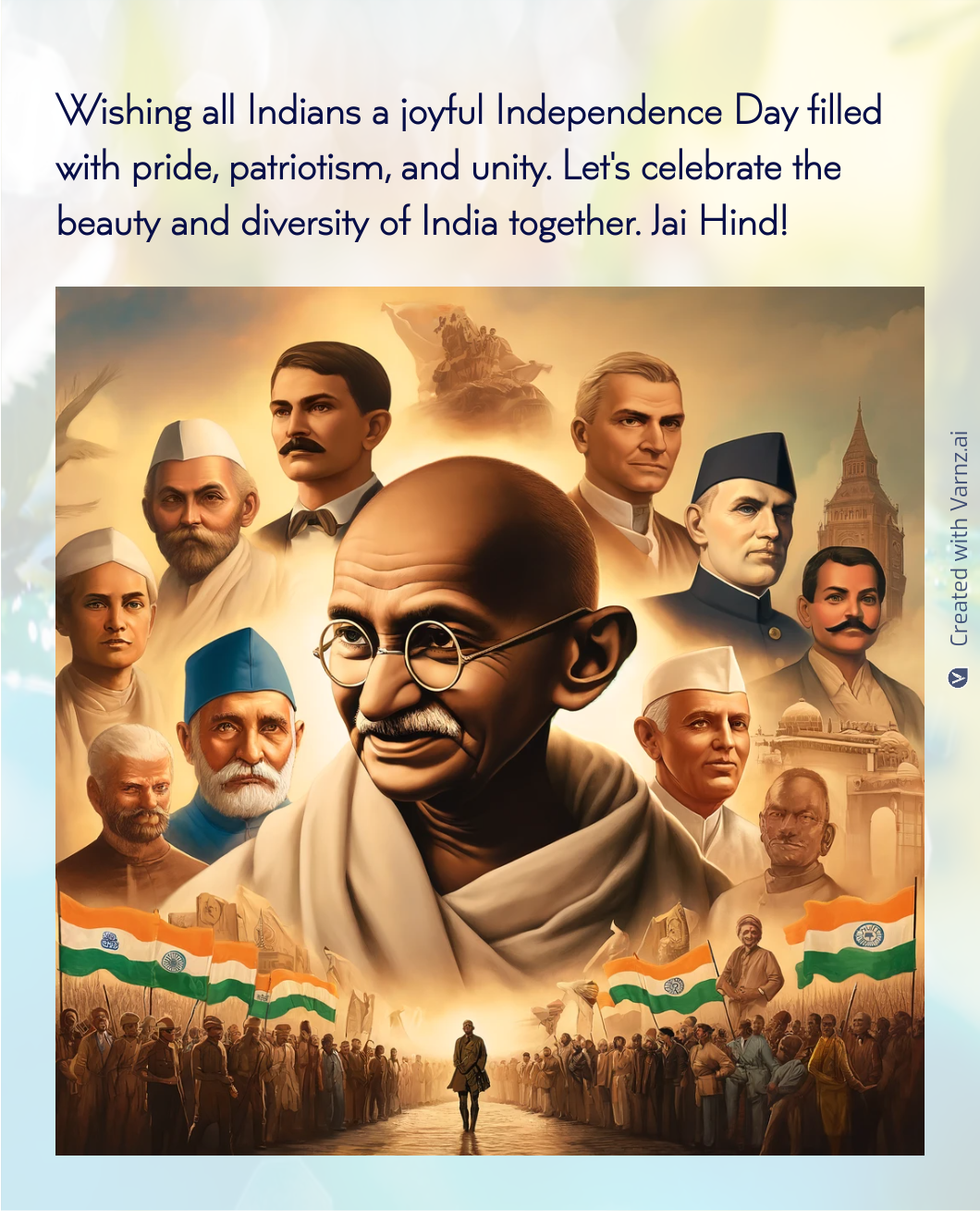 happy indian independence day greeting card
