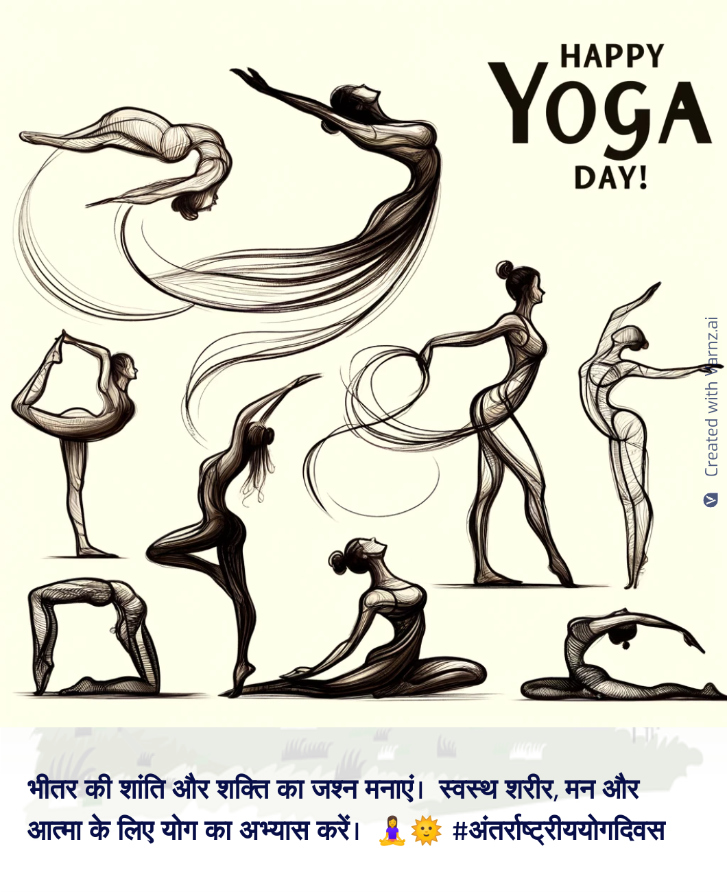 happy international yoga day card in hindi
