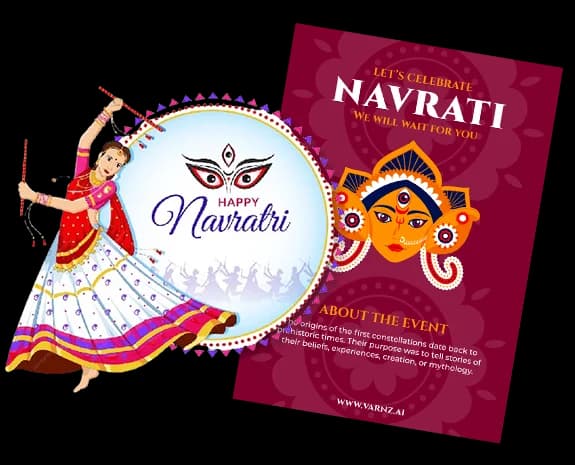 AI generated navratri greeting cards