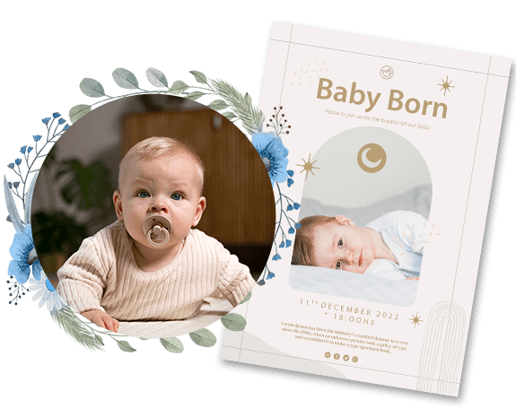 AI generated baby born greeting card